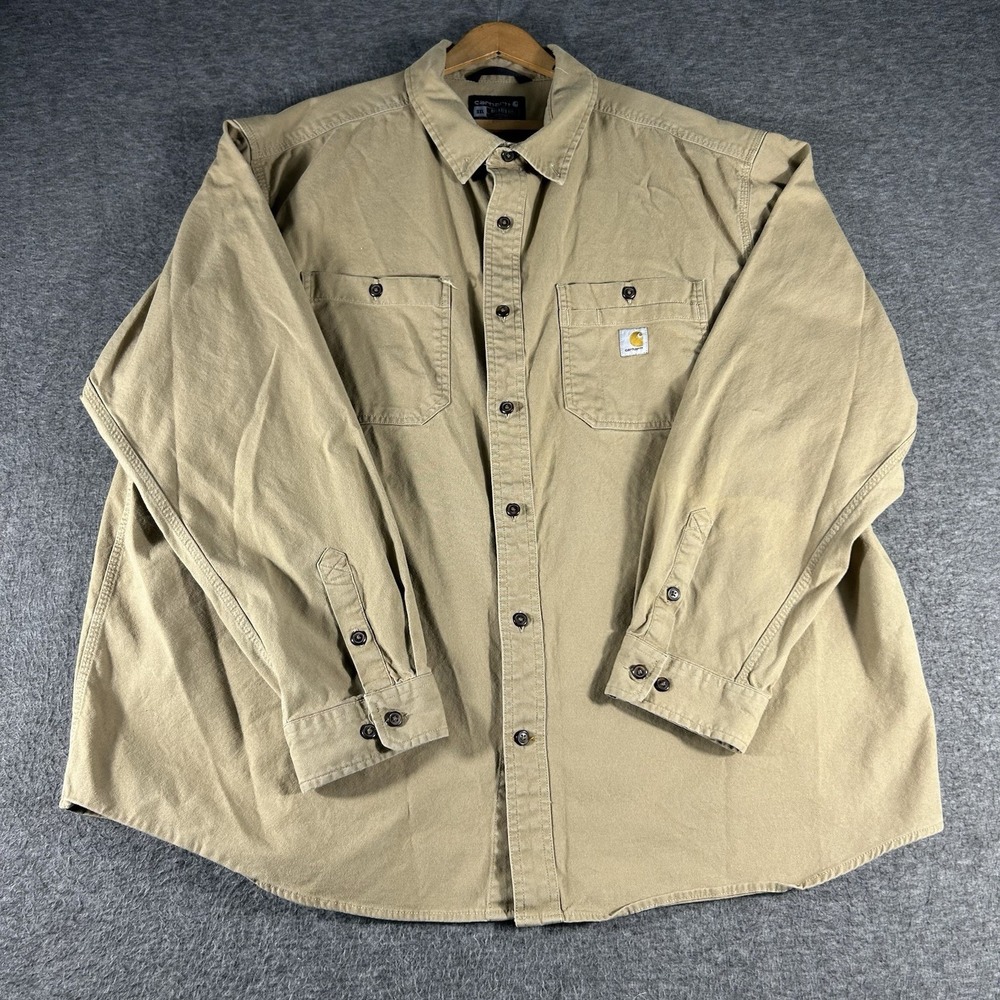 Carhartt‎ Relax Fit Professional Series Work Shirt Khaki Men 3XL Hiking Gorpcore